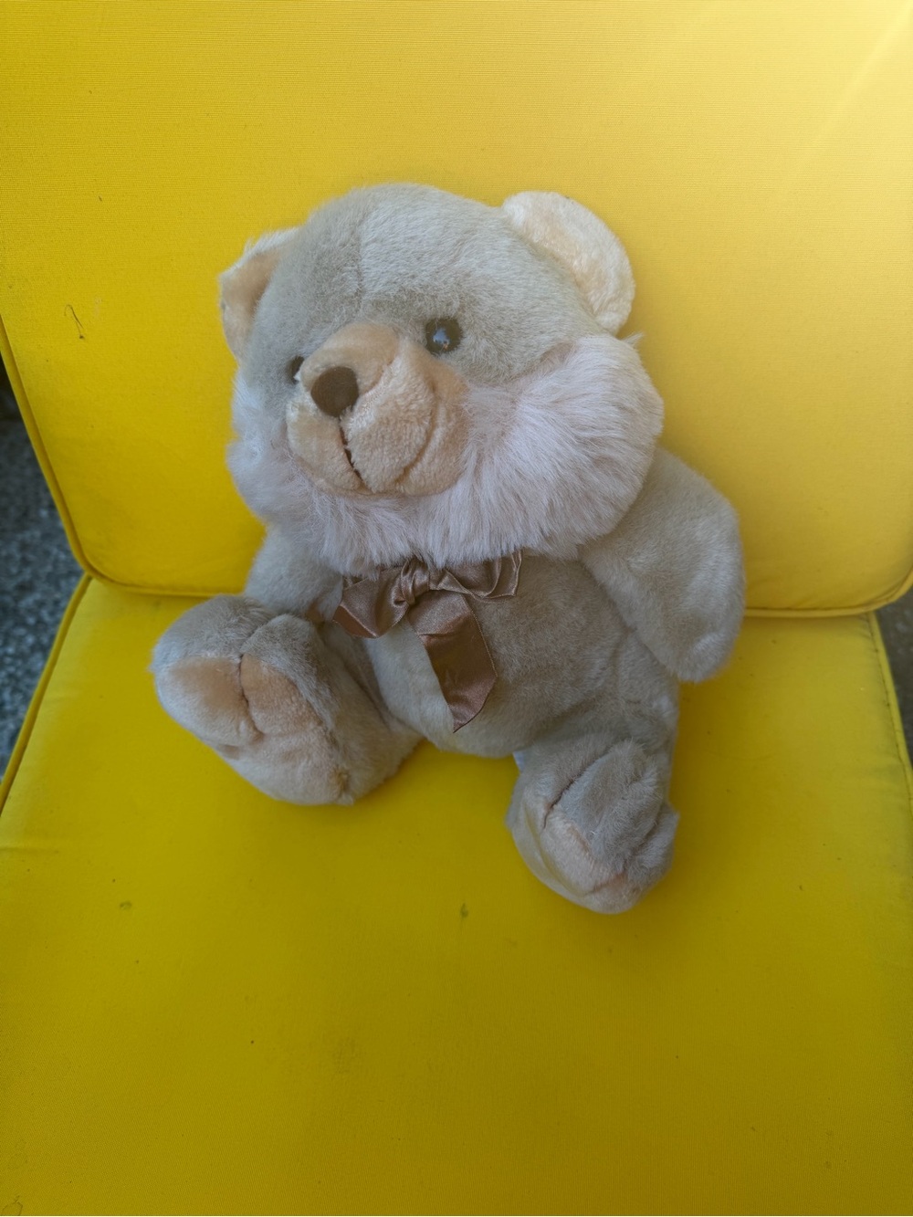 Plush Beige Teddy Bear with Bow